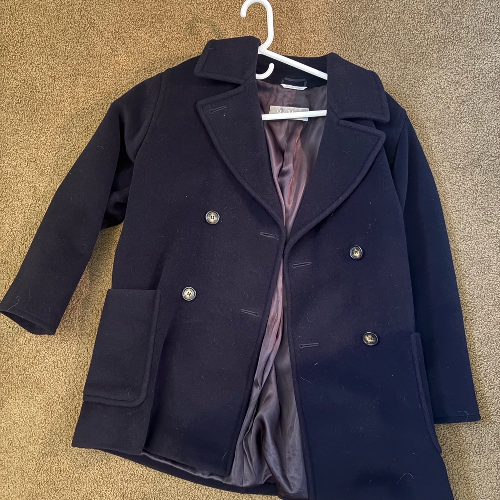 Maxmara Navy Double-Breasted Coat